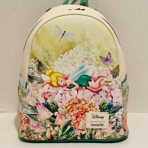 Loungefly Disney NWT Peter Pan Tinker Bell Flowers Mini Backpack